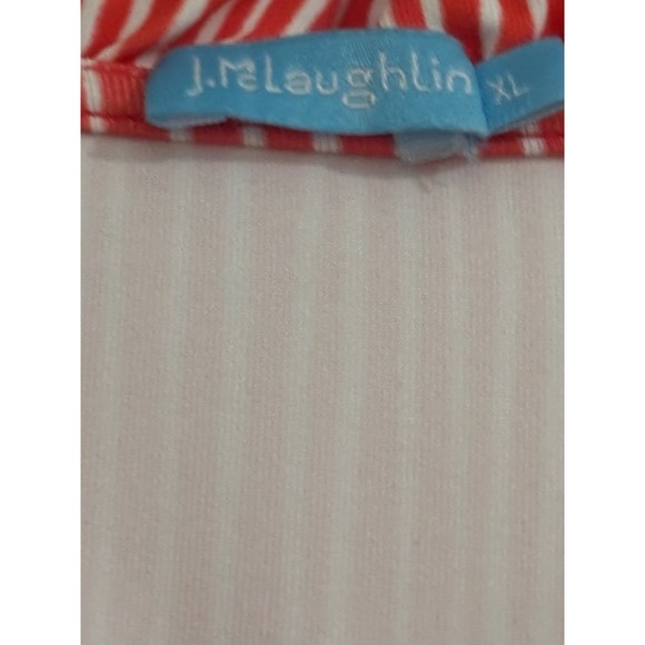 Classic J.McLaughlin Red White Ruffle Neck Tunic Top Blouse Size XL - Picture 4 of 6